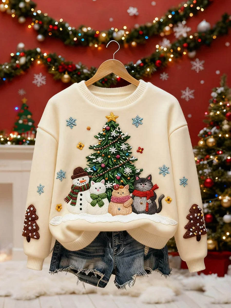 Women's Retro Animal Christmas Art Print Casual Flannel Top