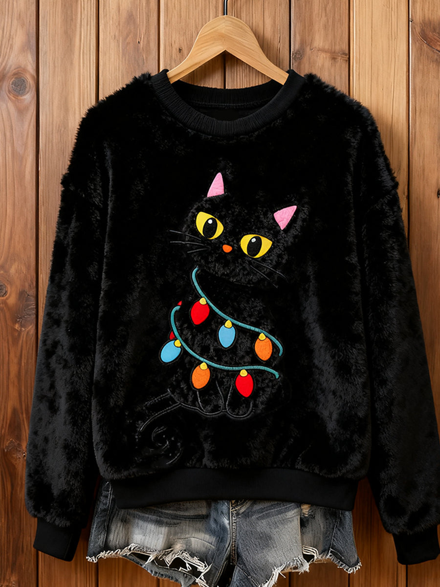 Women's Retro Animal Christmas Art Print Casual Flannel Top