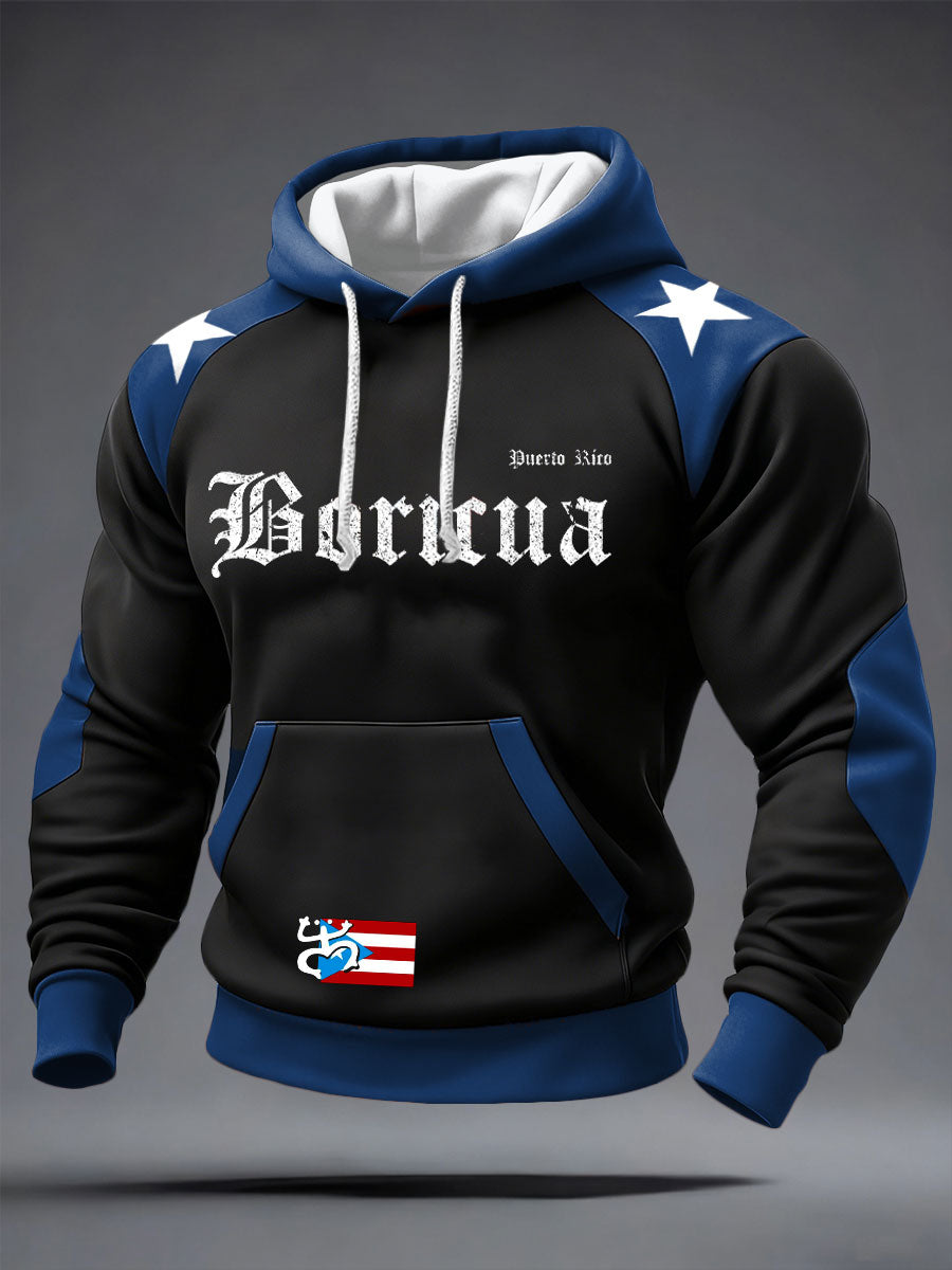 Men's Puerto Rico Proud Art Printed Hoodie