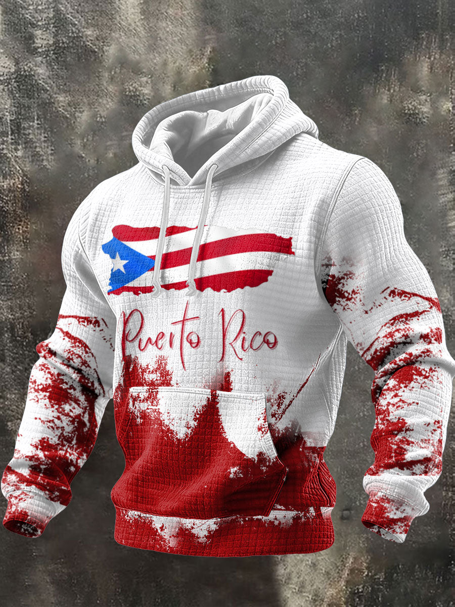 Men's Puerto Rico Proud Art Printed Hoodie