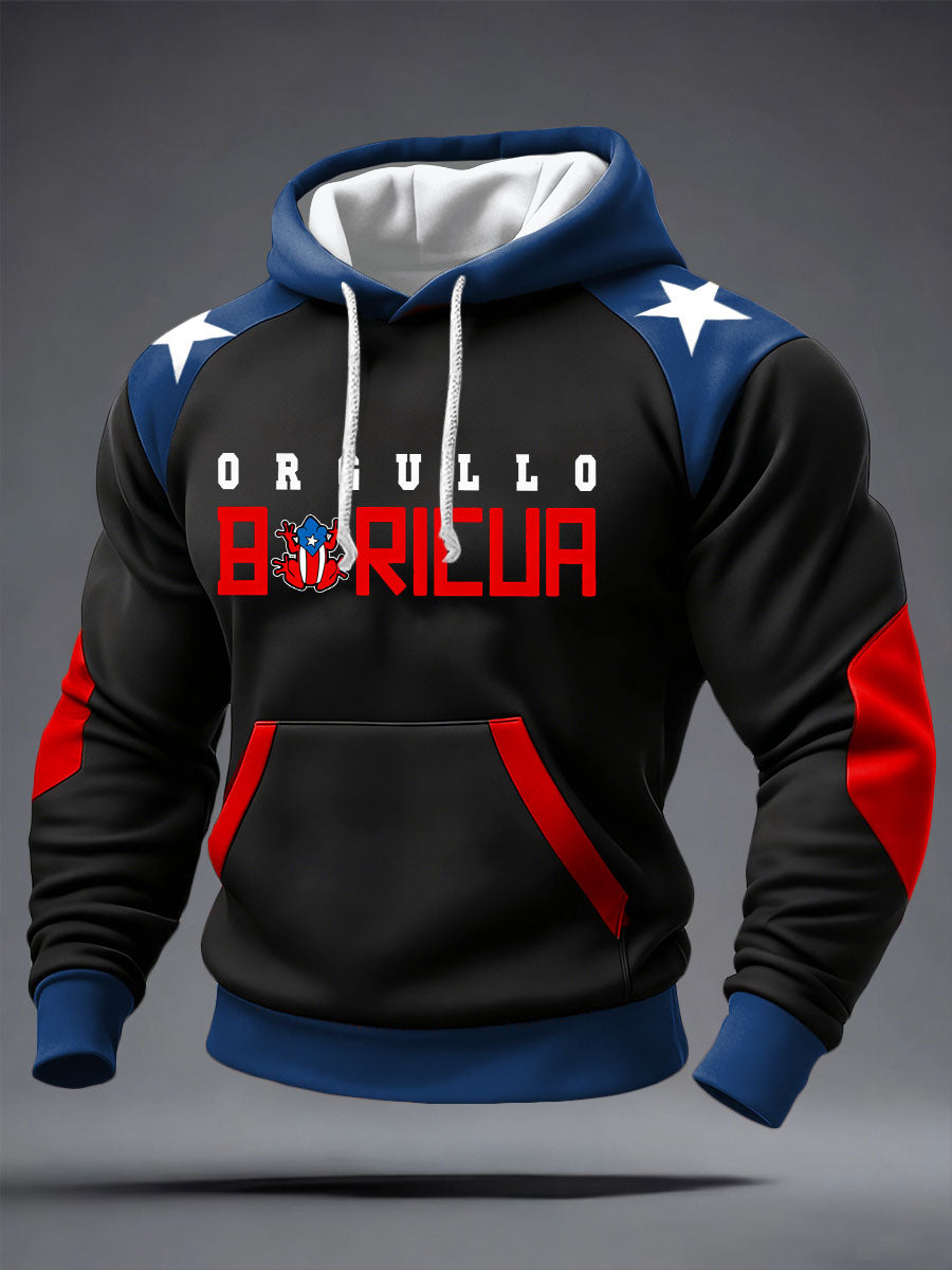 Men's Puerto Rico Proud Art Printed Hoodie