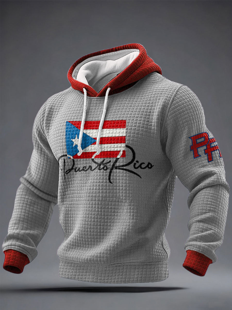 Men's Puerto Rico Proud Art Printed Hoodie
