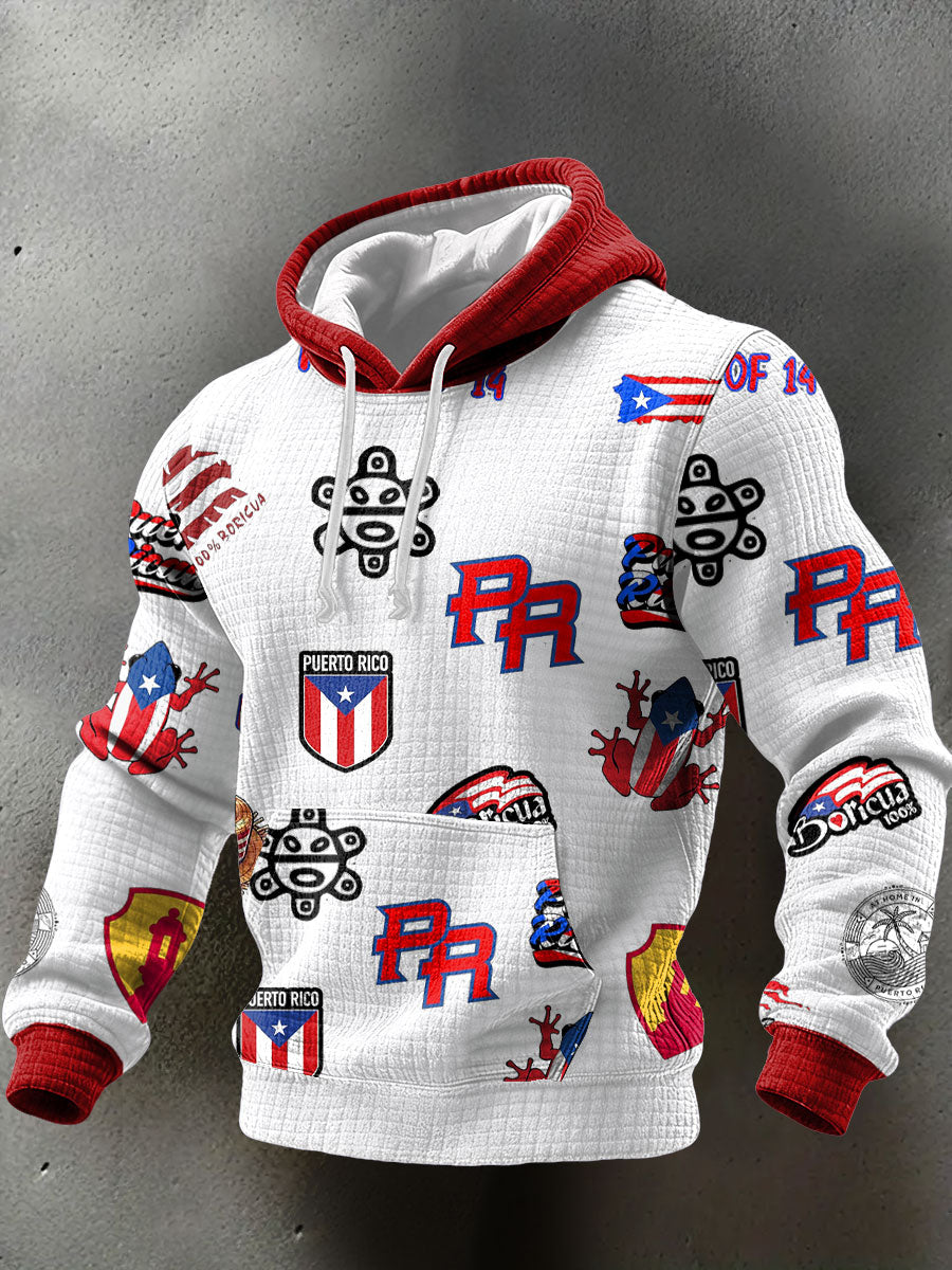 Men's Puerto Rico Proud Art Printed Hoodie