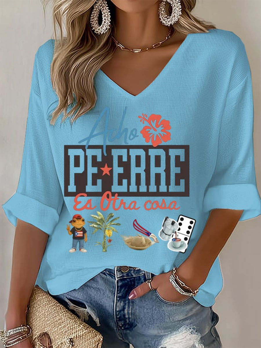 Women's Puerto Rico Print Waffle T-shirt