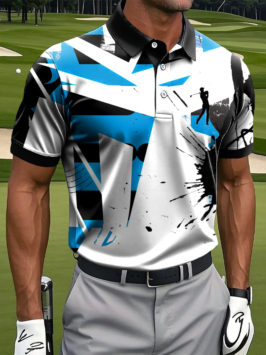 Men's Vintage Geometric Art Casual Golf Polo Shirt