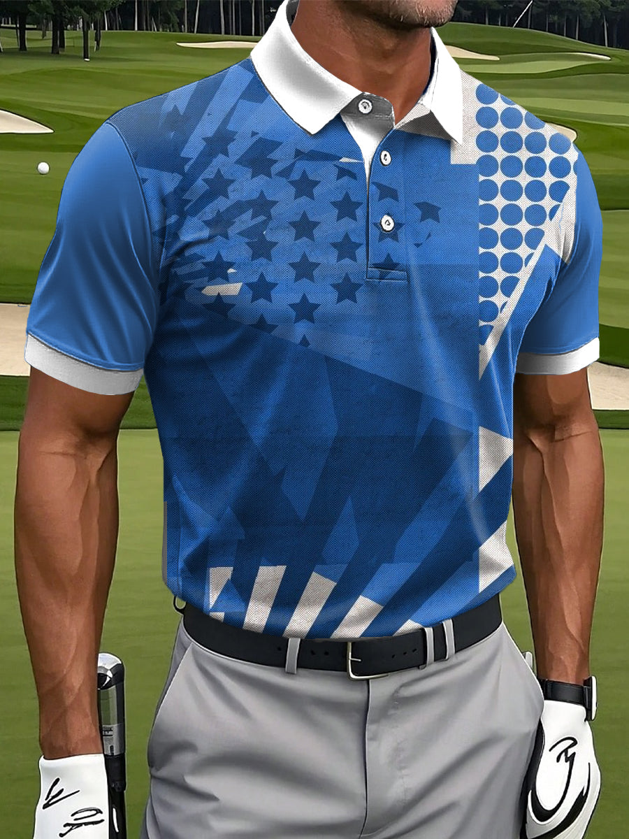 Men's Vintage Business Style Printed Casual Polo Shirt