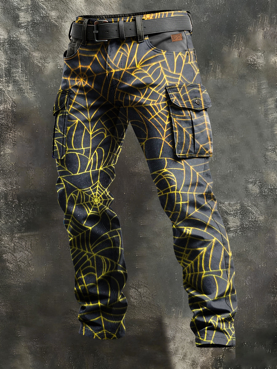 Men's Retro Vacation Business Art Print Casual Workwear Trousers