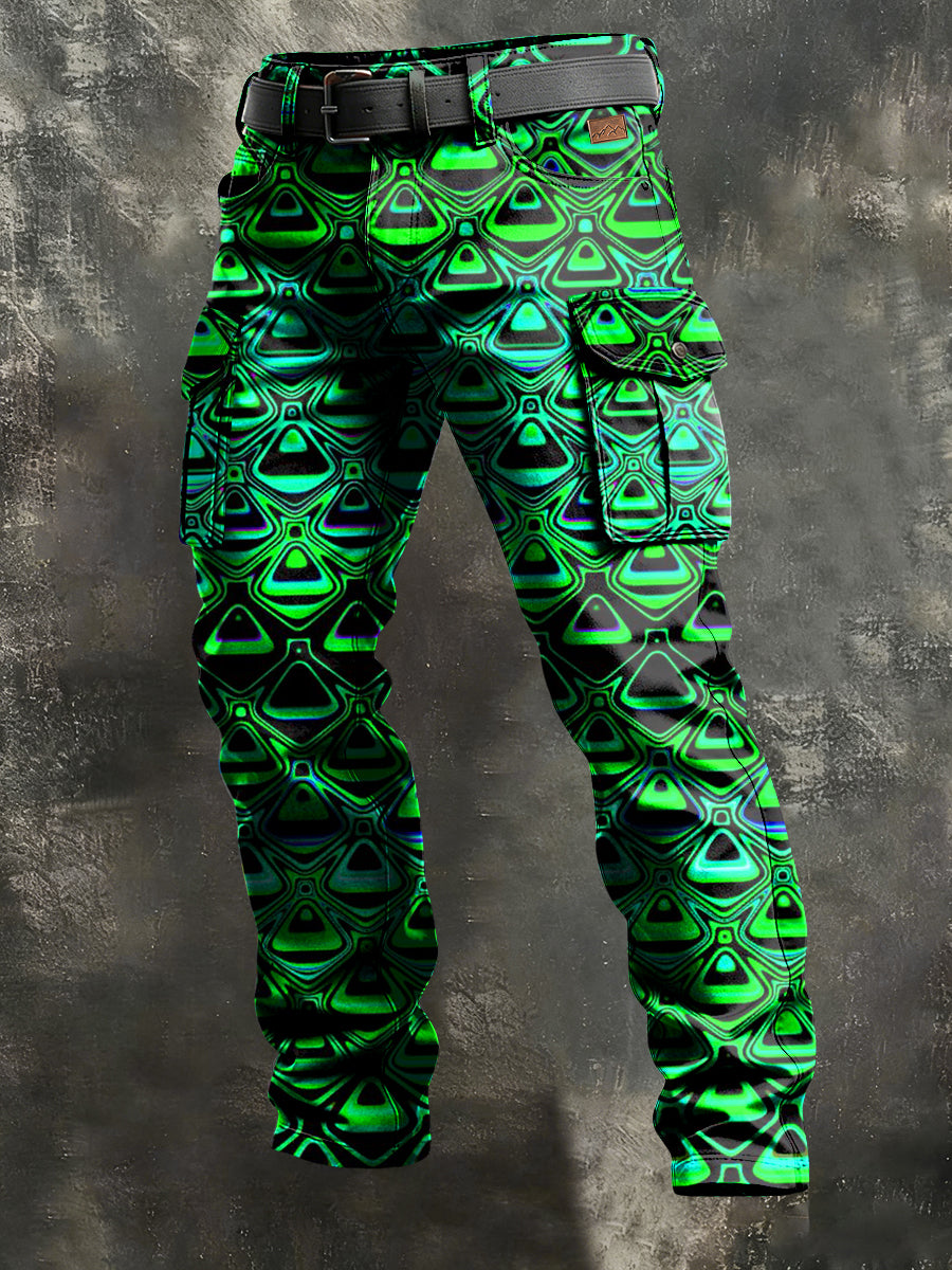 Men's Retro Vacation Business Psychedelic Art Print Casual Workwear Trousers