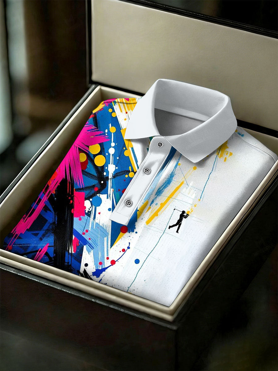 Men's Vintage Business Style Printed Casual Polo Shirt