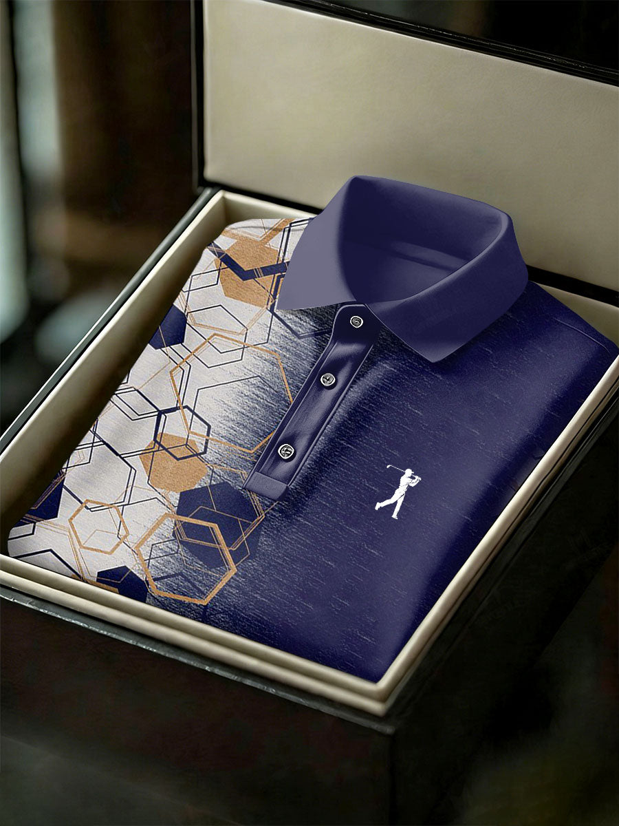 Men's Vintage Business Style Printed Casual Polo Shirt