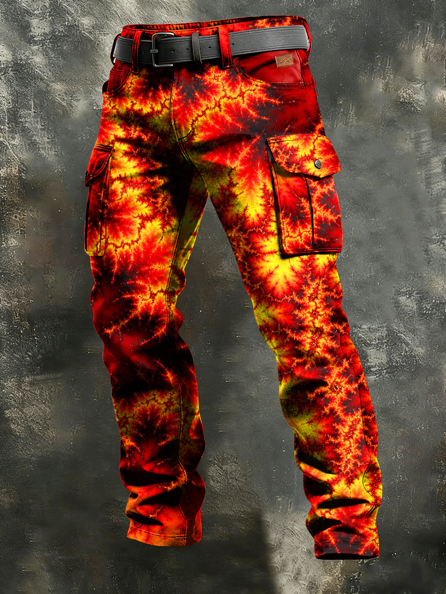 Men's Retro Vacation Business Psychedelic Art Print Casual Workwear Trousers