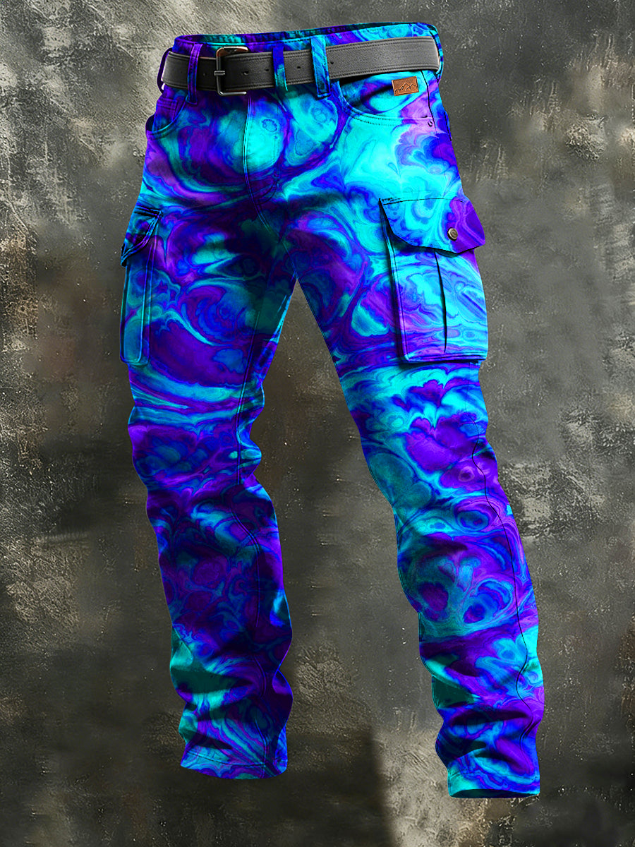 Men's Retro Vacation Business Psychedelic Art Print Casual Workwear Trousers
