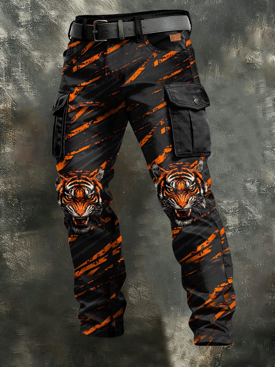 Men's Retro Vacation Business West Art Print Casual Workwear Trousers