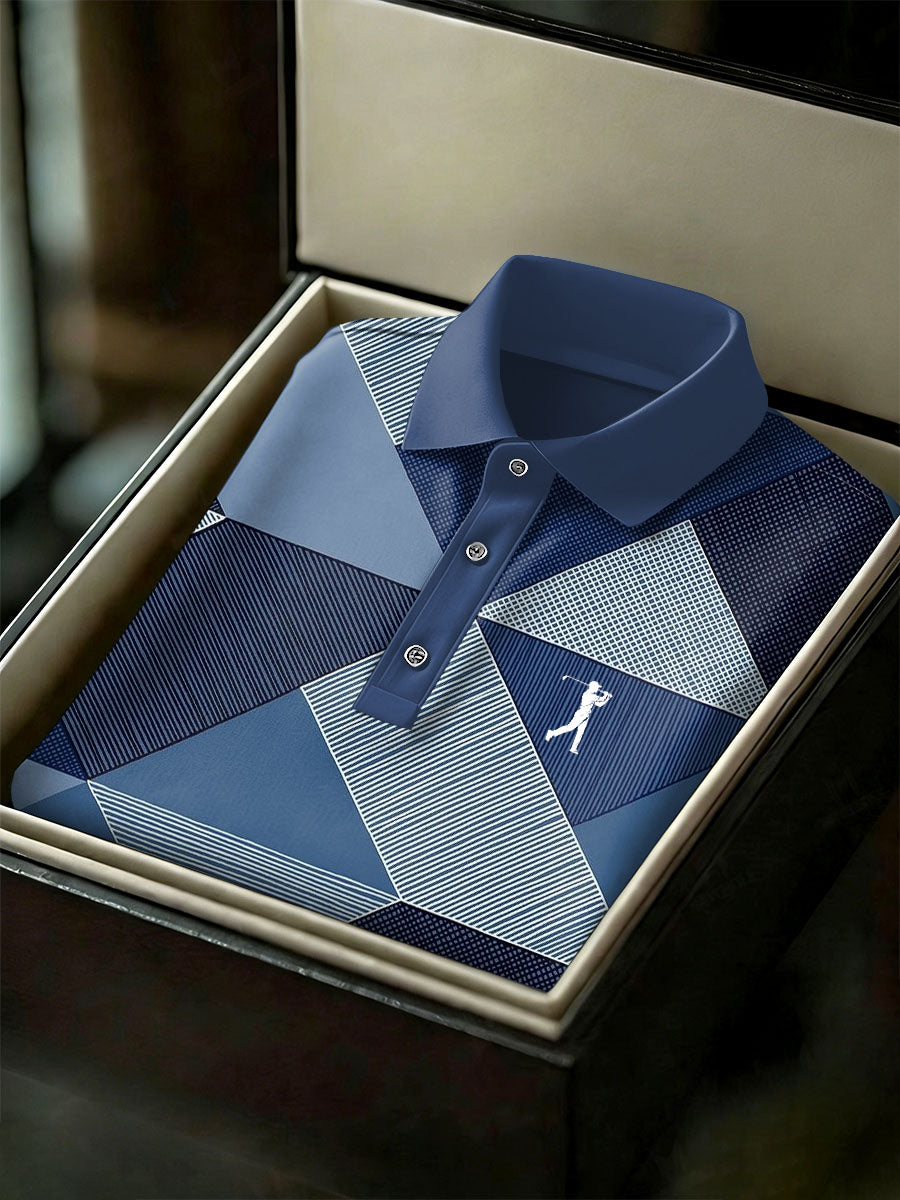 Men's Vintage Business Style Printed Casual Polo Shirt