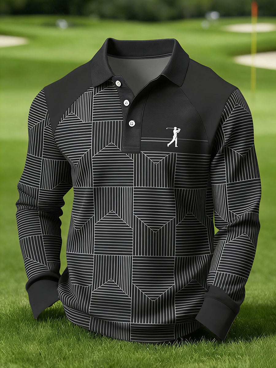 Men's Vintage Business Style Printed Casual Polo Shirt