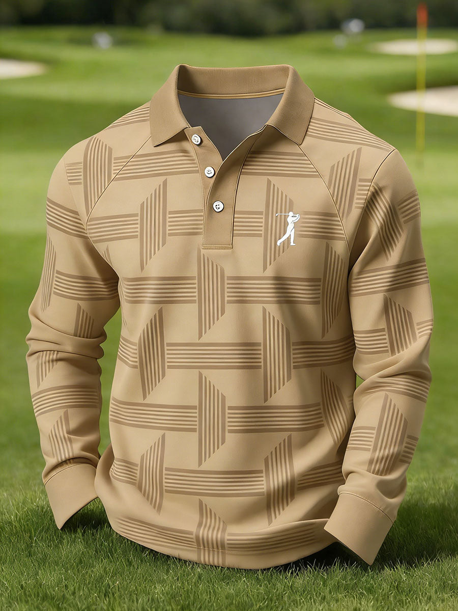Men's Vintage Business Style Printed Casual Polo Shirt