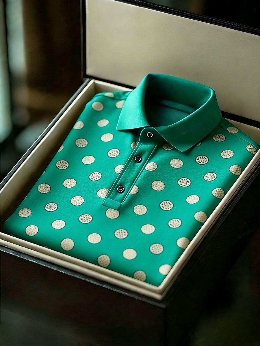 Men's Vintage Business Style Printed Casual Polo Shirt