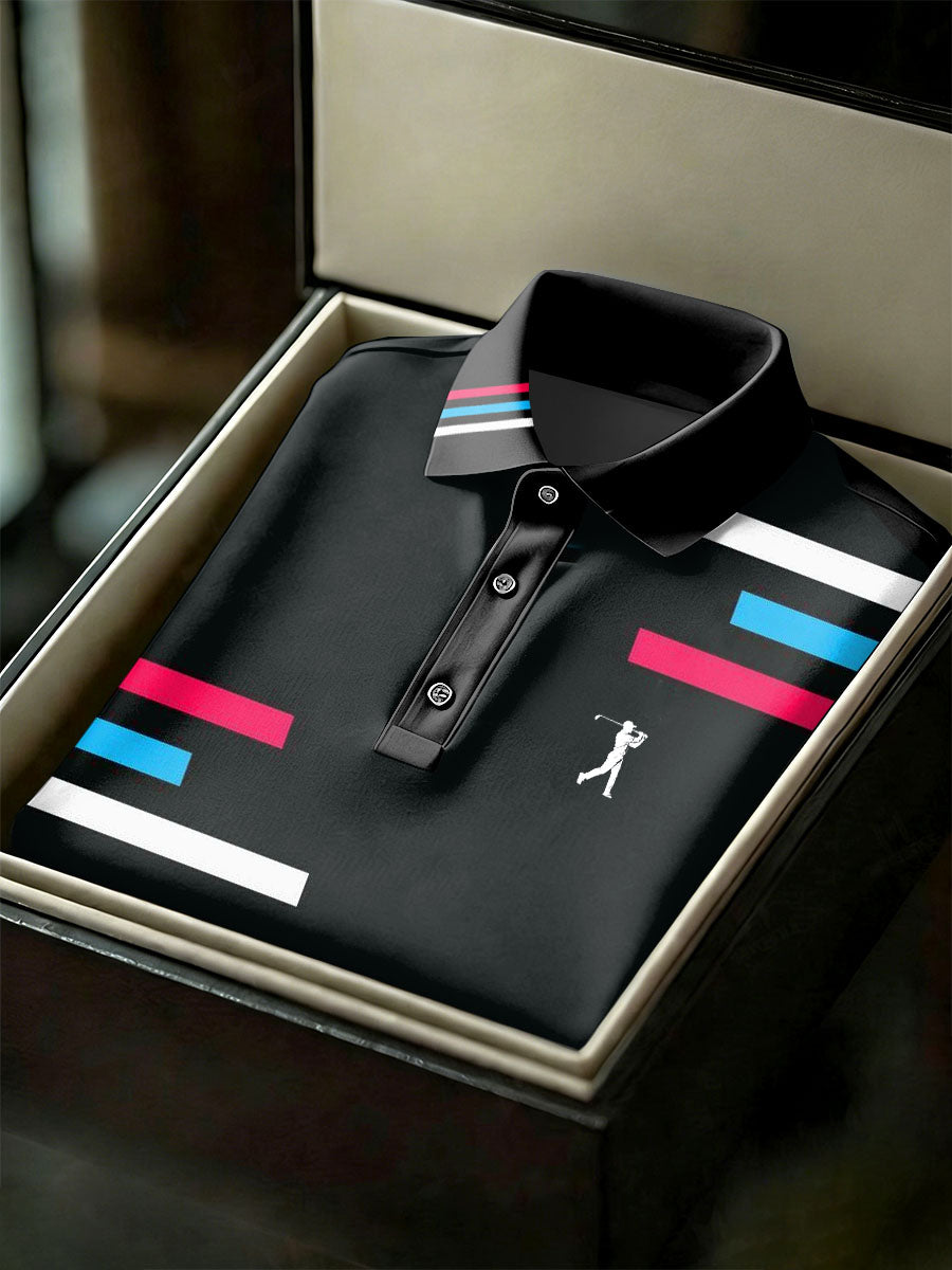 Men's Vintage Business Style Printed Casual Polo Shirt