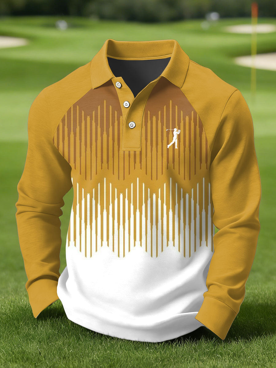 Men's Vintage Business Style Printed Casual Polo Shirt