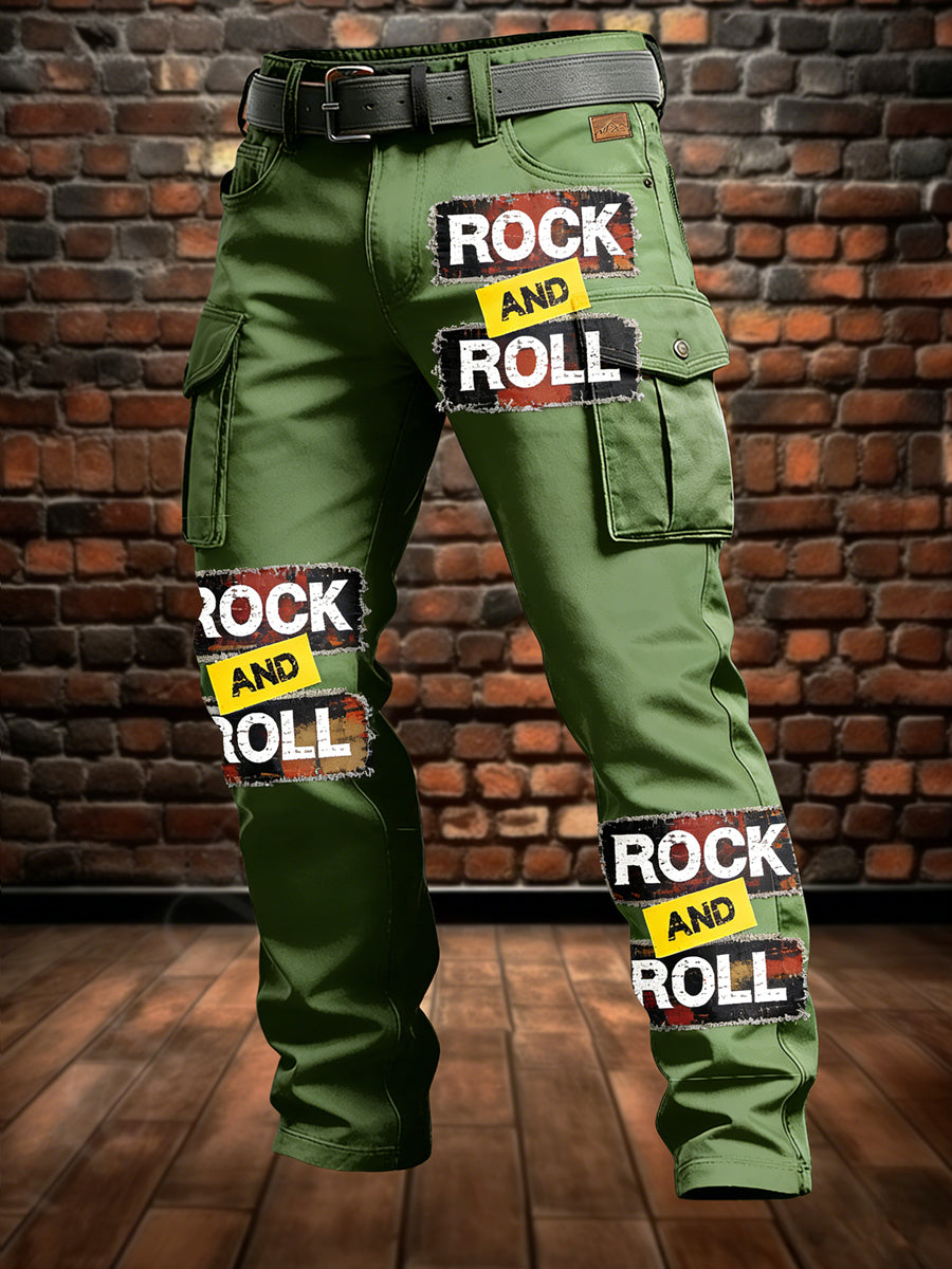 Men's Retro Vacation Business Punk Art Print Casual Workwear Trousers