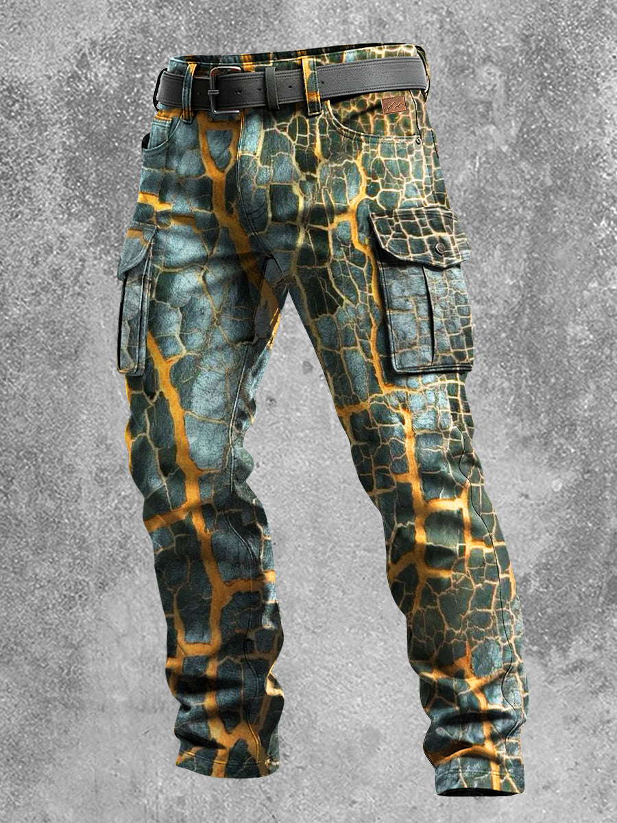 Men's Retro Vacation Business Art Print Casual Workwear Trousers
