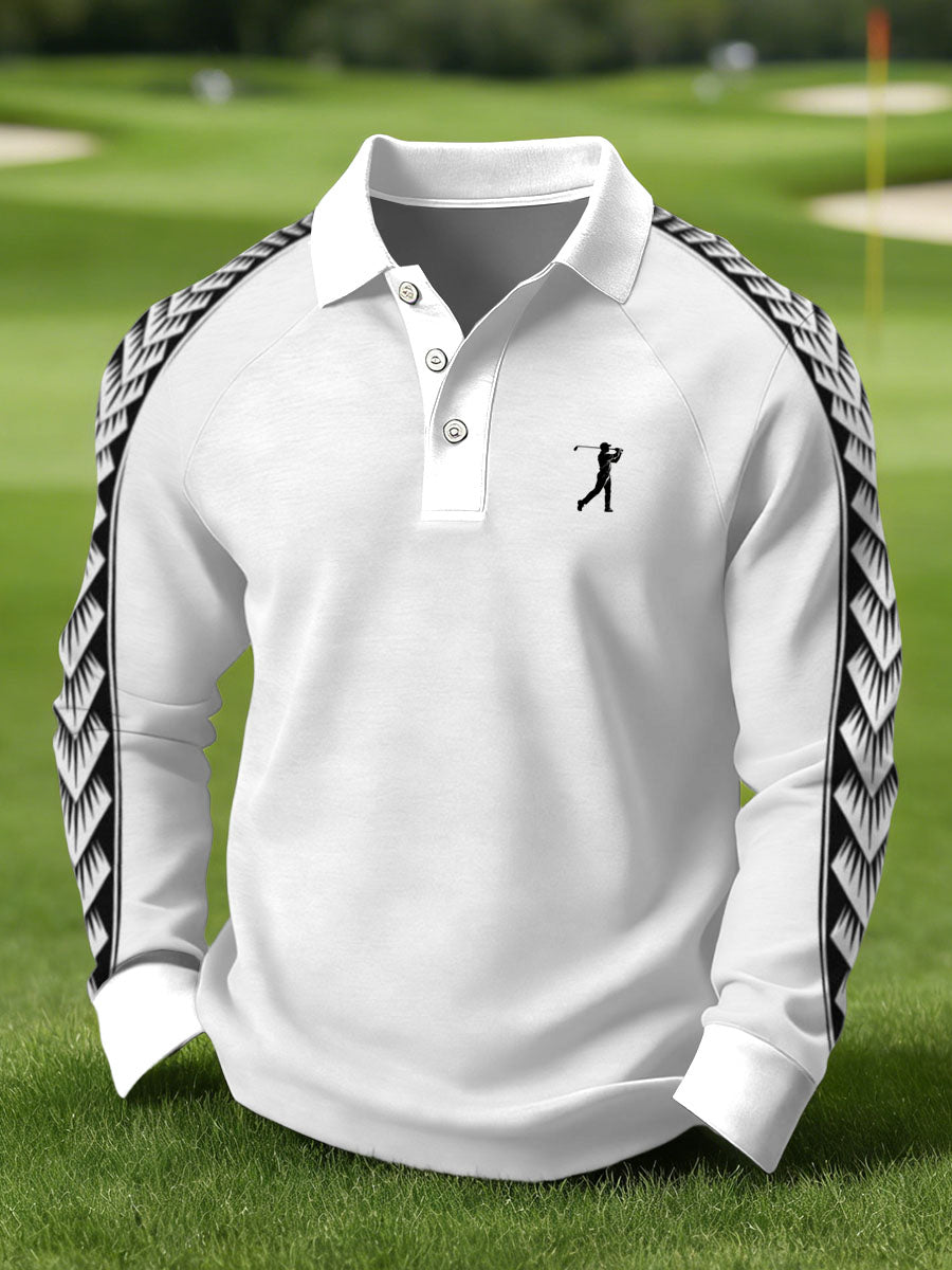 Men's Vintage Business Style Printed Casual Polo Shirt