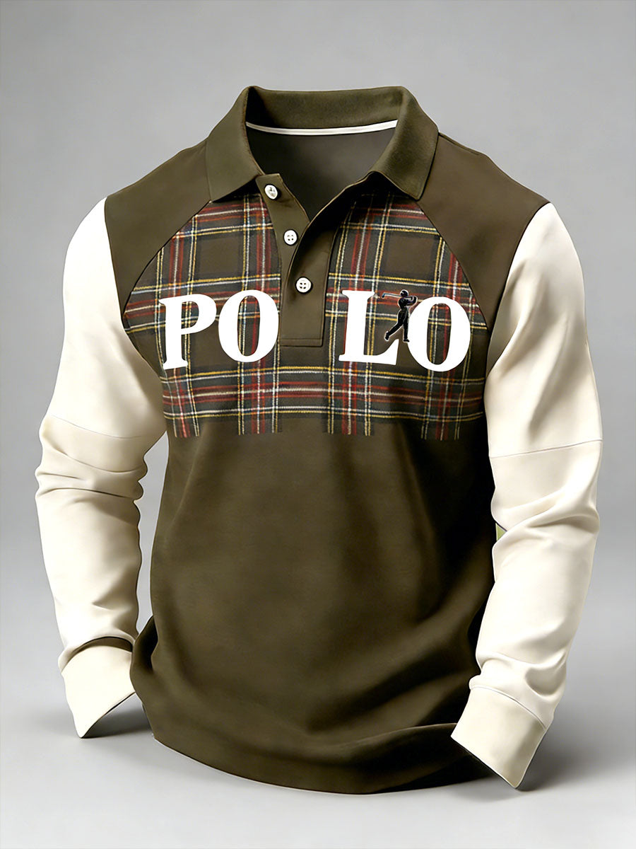 Men's Vintage Business Style Printed Casual Polo Shirt