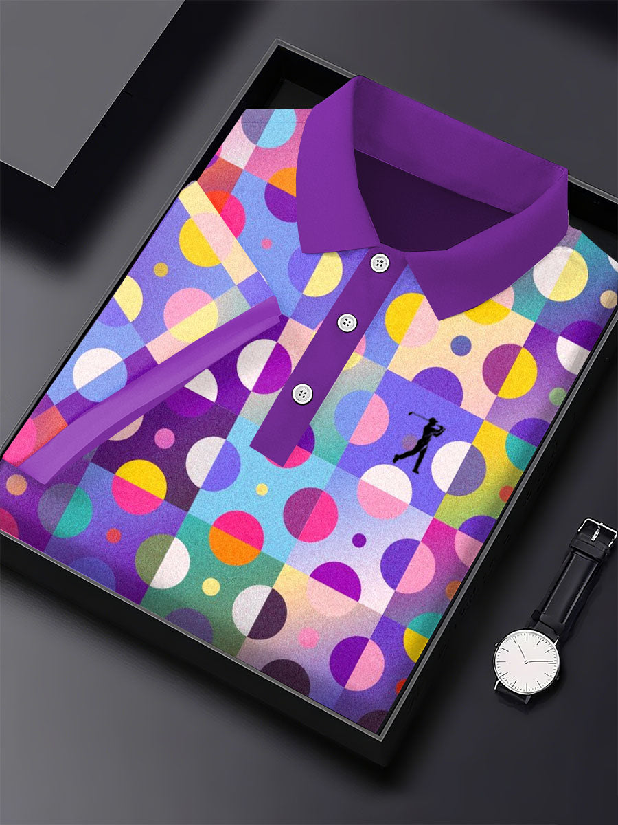 Men's Vintage Business Style Printed Casual Polo Shirt