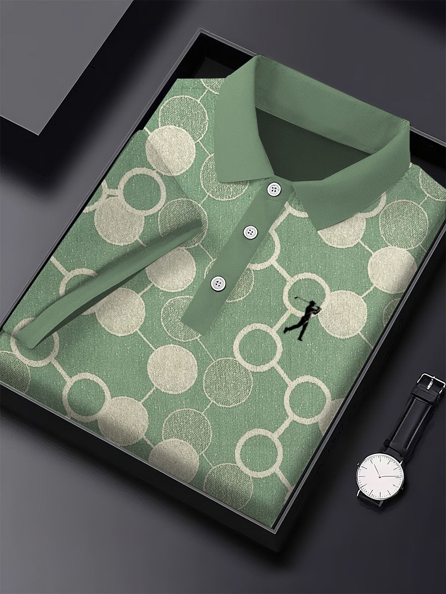 Men's Vintage Business Style Printed Casual Polo Shirt