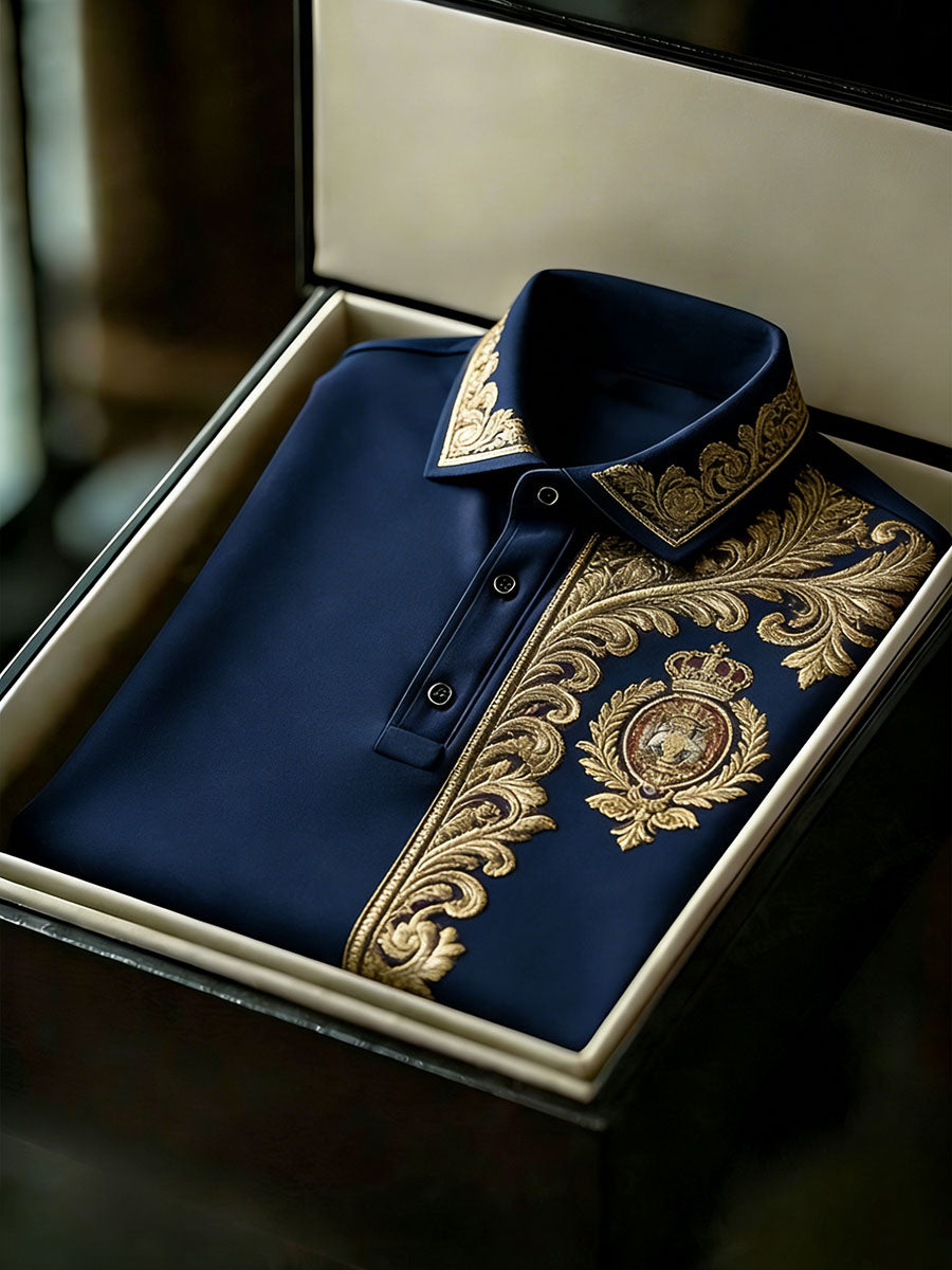 Men's Vintage Business Style Printed Casual Polo Shirt