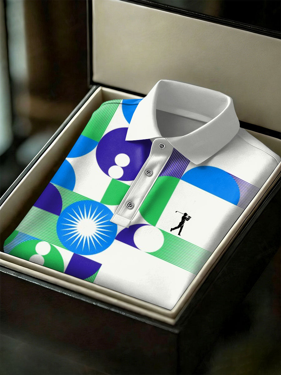 Men's Vintage Business Style Printed Casual Polo Shirt