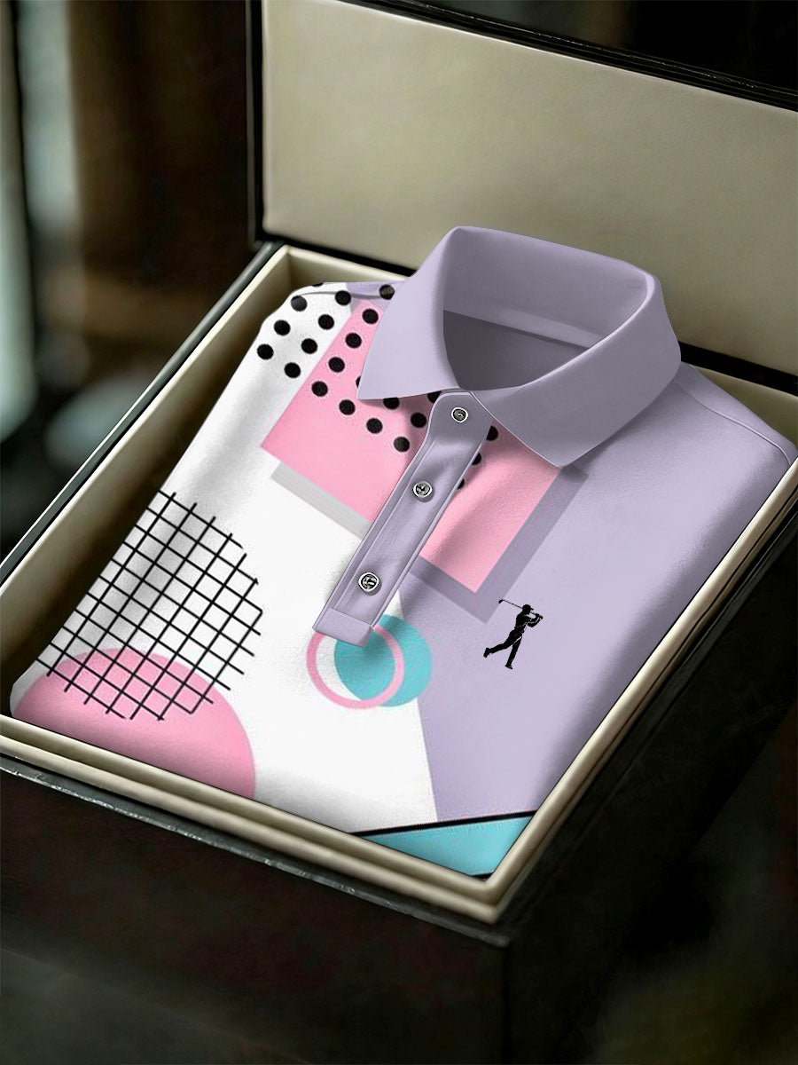 Men's Vintage Business Style Printed Casual Polo Shirt