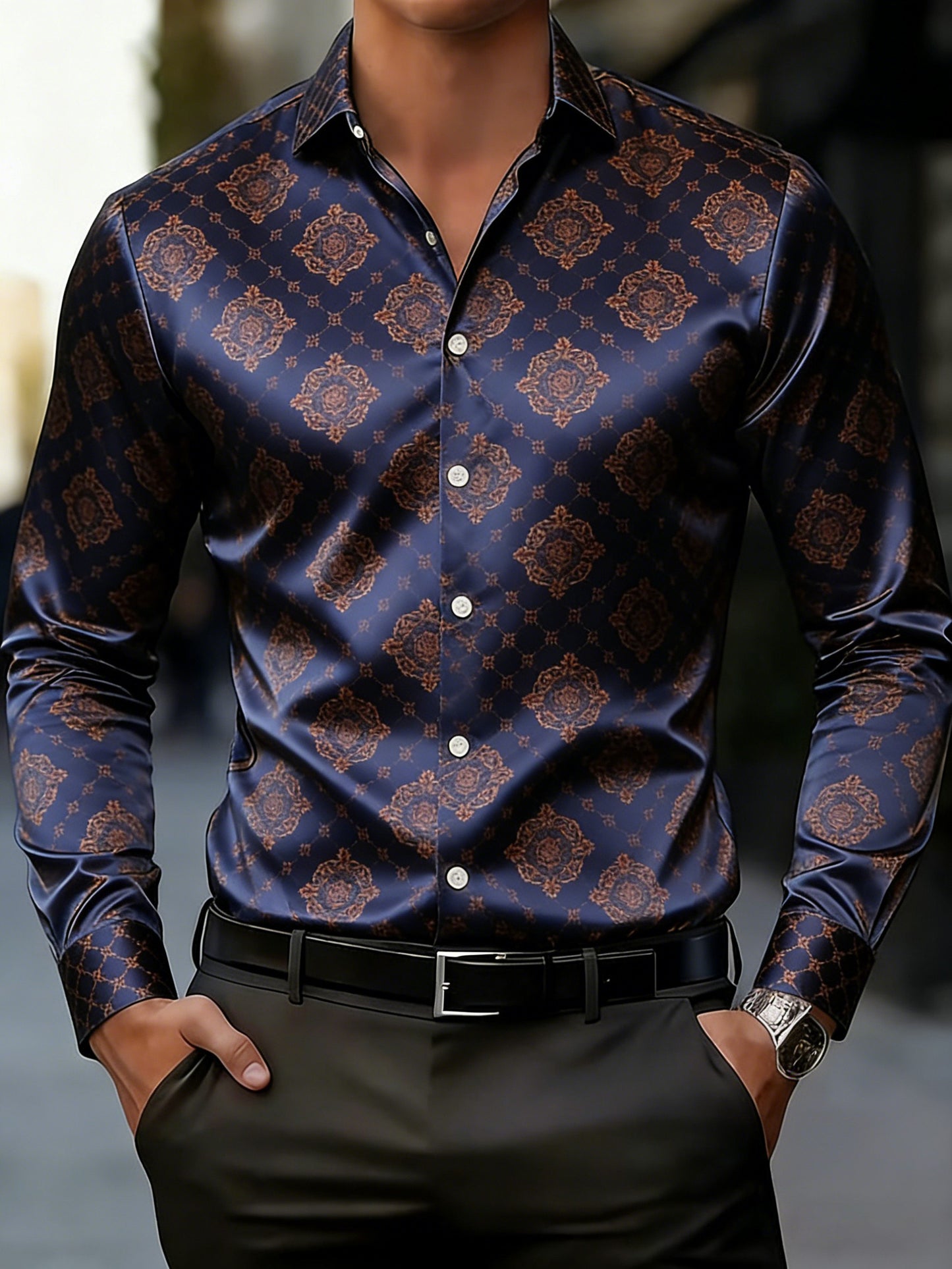 Men's Business Style Printed Shirt