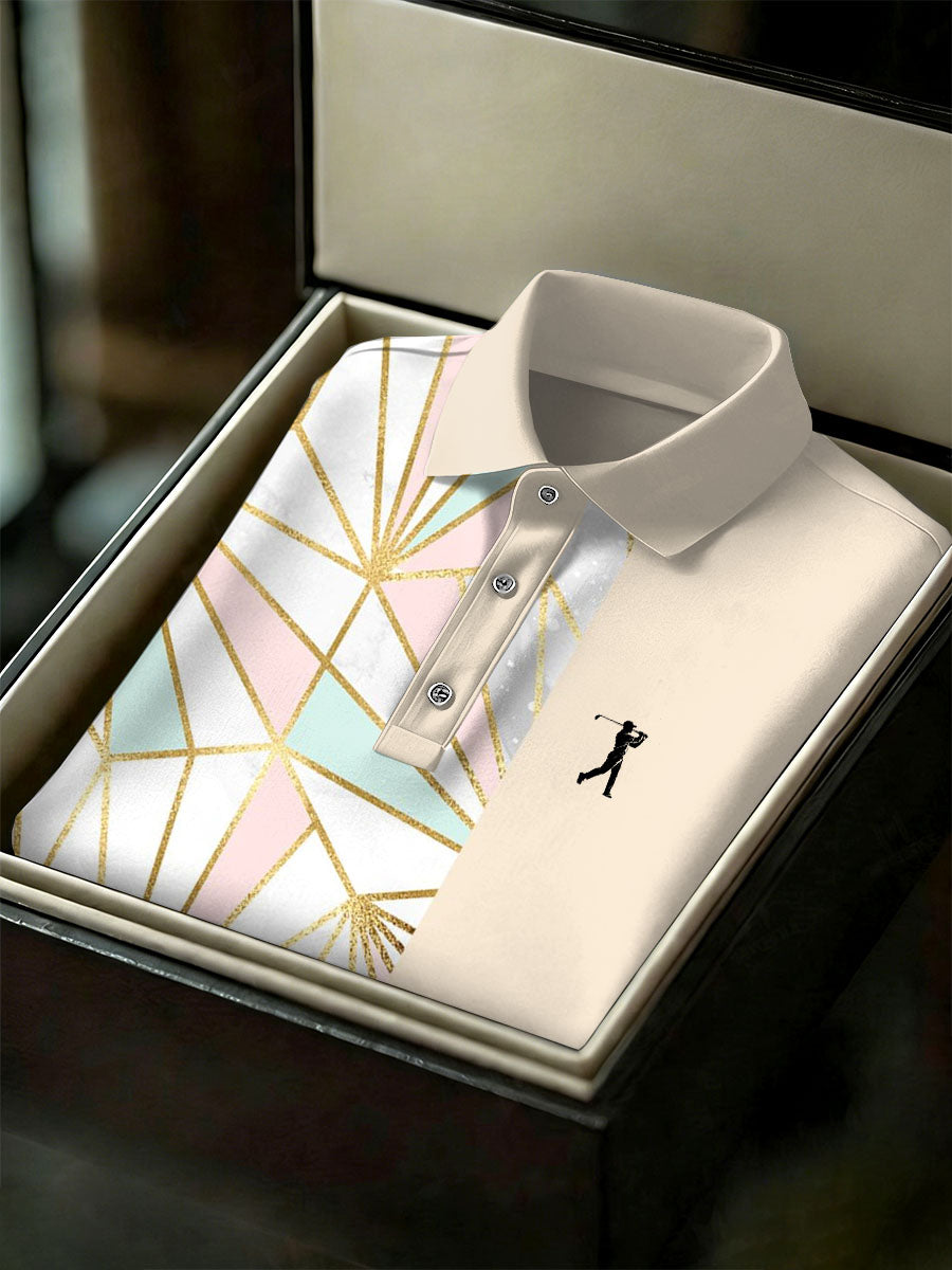 Men's Vintage Business Style Printed Casual Polo Shirt