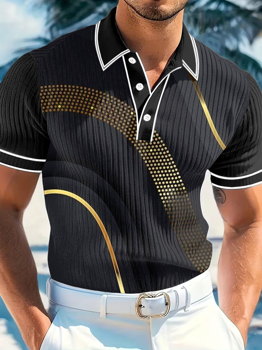 Men's Vintage Business Style Printed Casual Polo Shirt
