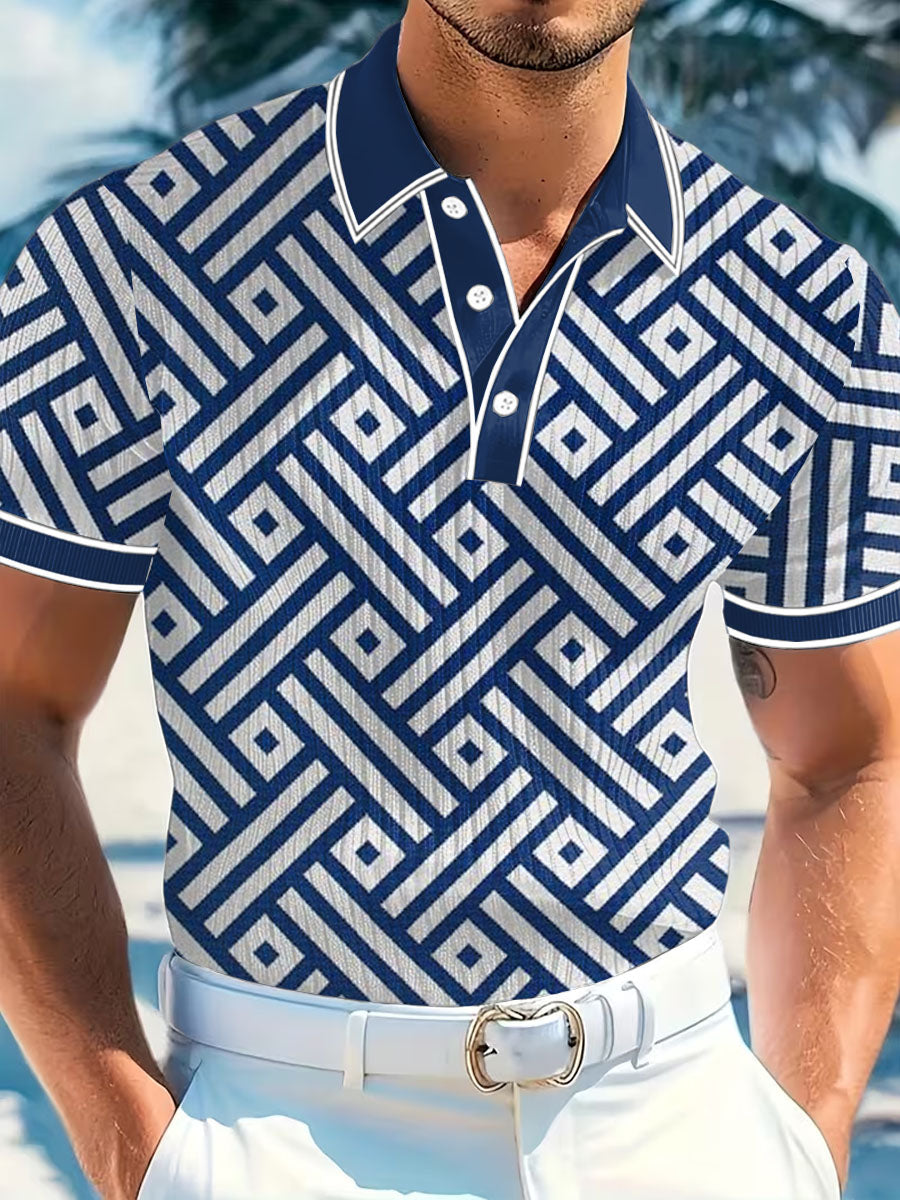 Men's Vintage Business Style Printed Casual Polo Shirt