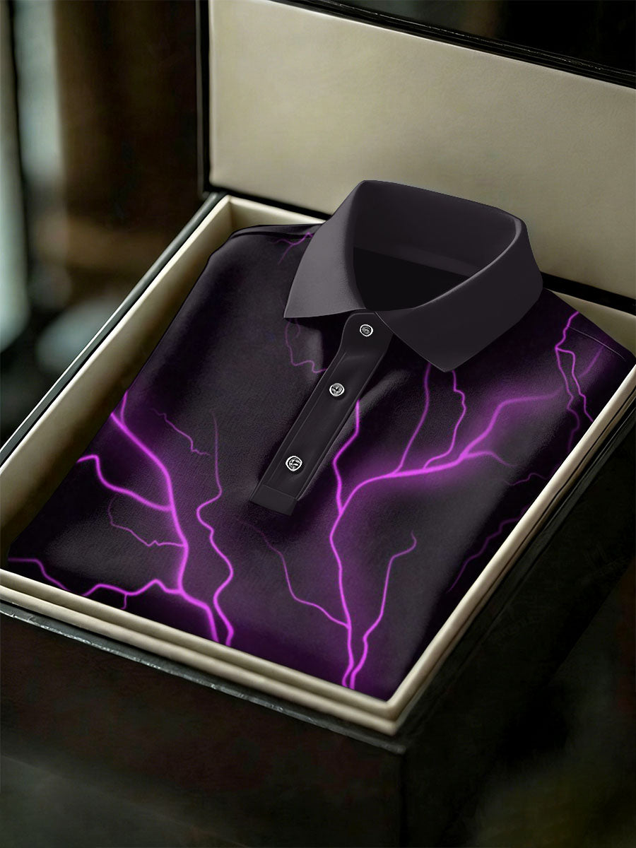 Men's Vintage Business Style Printed Casual Polo Shirt