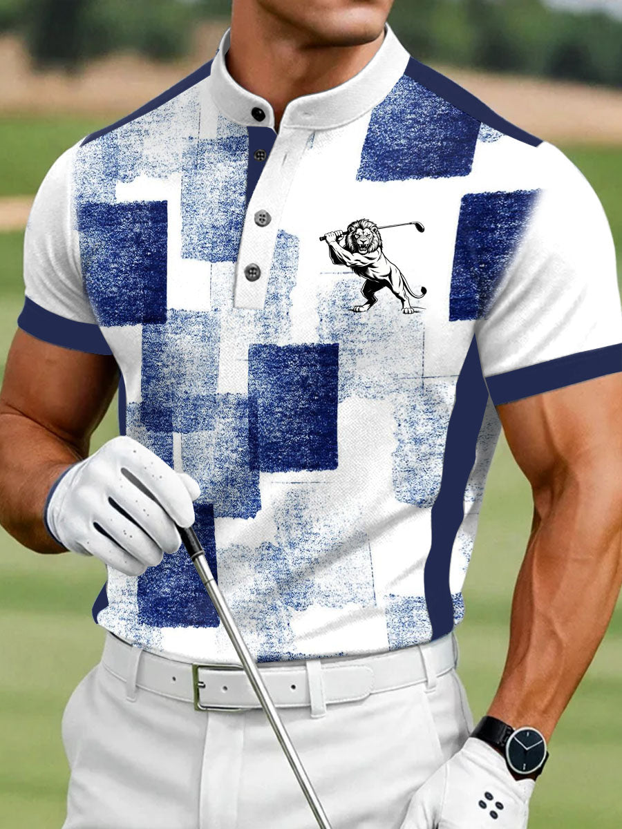 Men's Vintage Business Style Printed Casual Polo Shirt