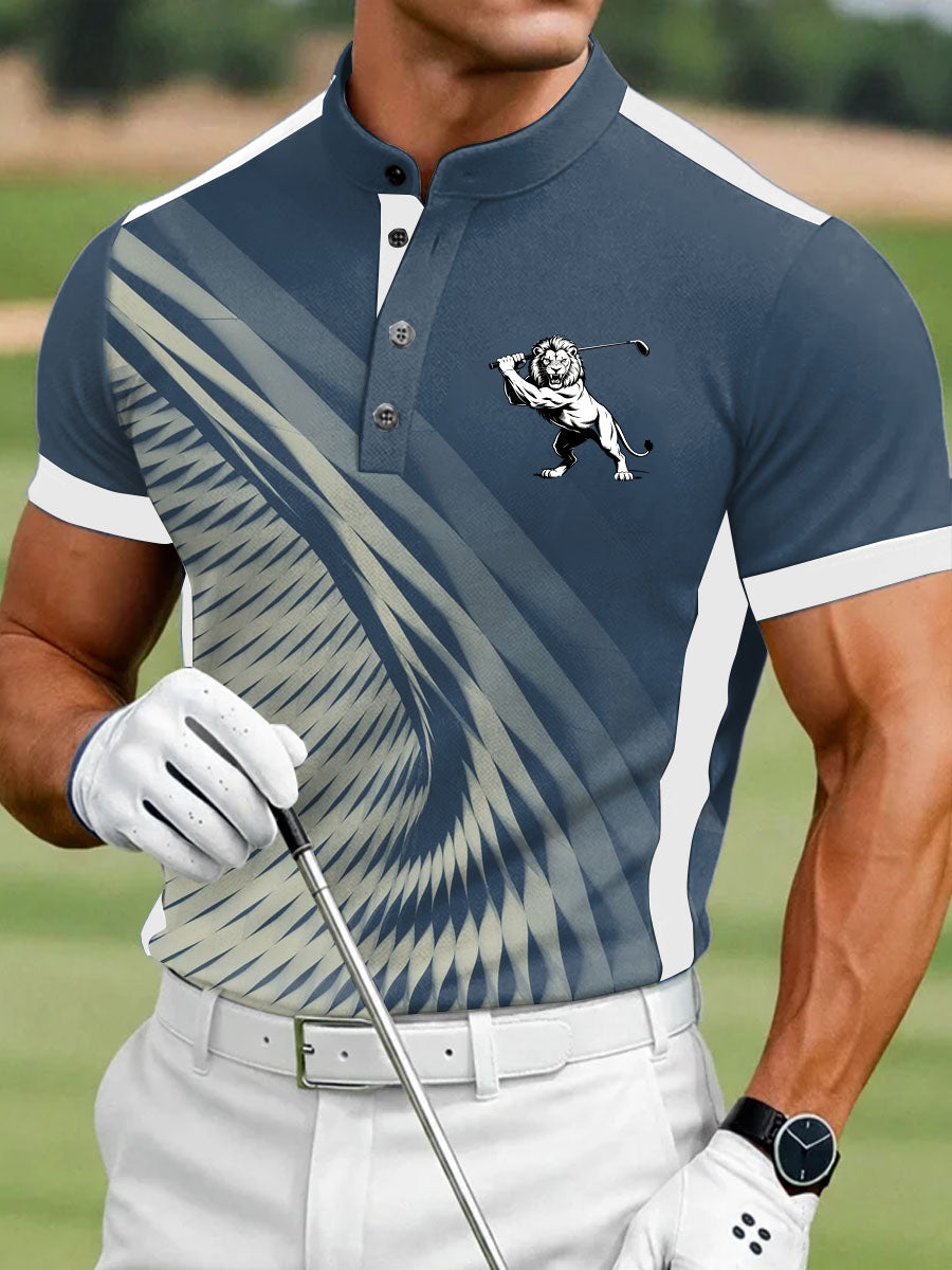 Men's Vintage Business Style Printed Casual Polo Shirt