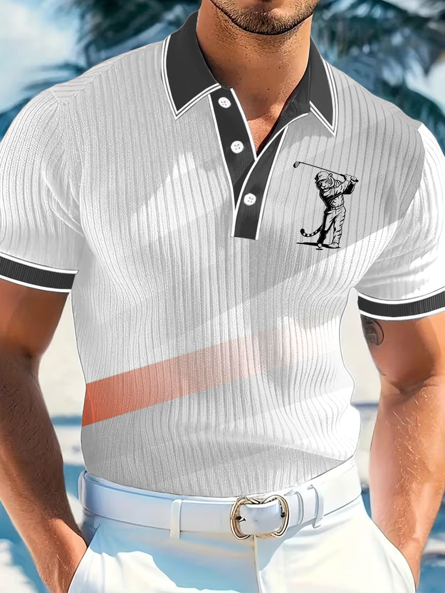 Men's Vintage Business Style Printed Casual Polo Shirt