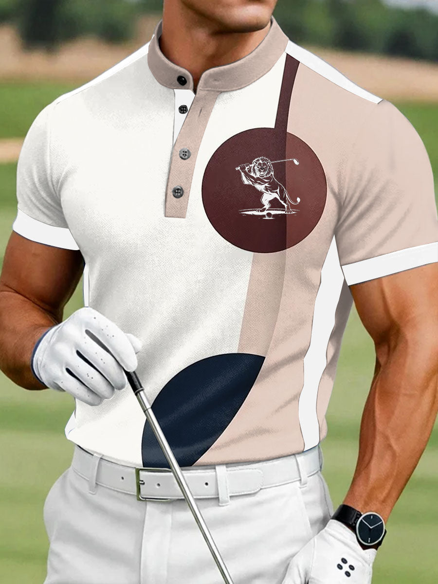Men's Vintage Business Style Printed Casual Polo Shirt