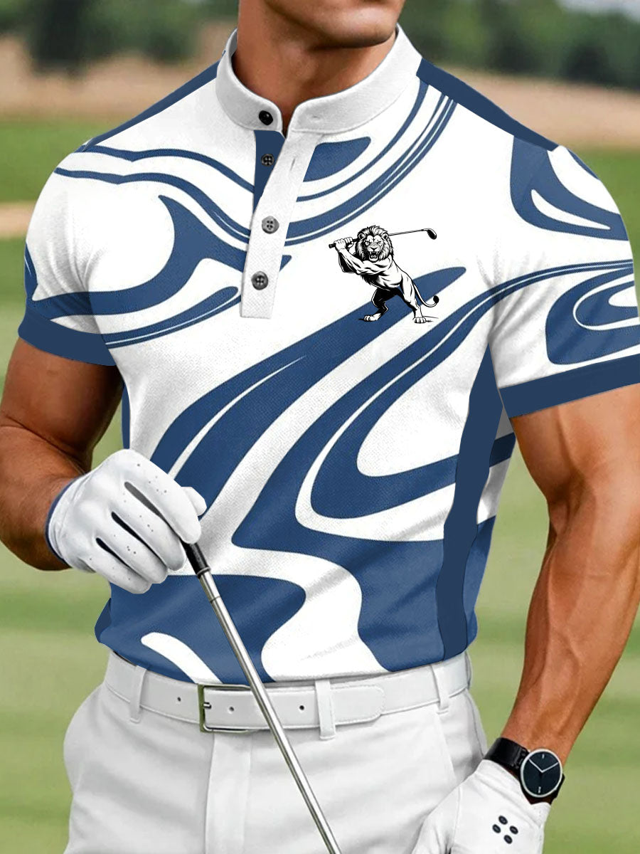 Men's Vintage Business Style Printed Casual Polo Shirt