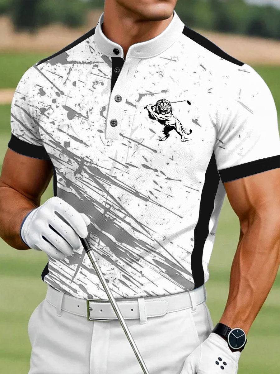 Men's Vintage Business Style Printed Casual Polo Shirt