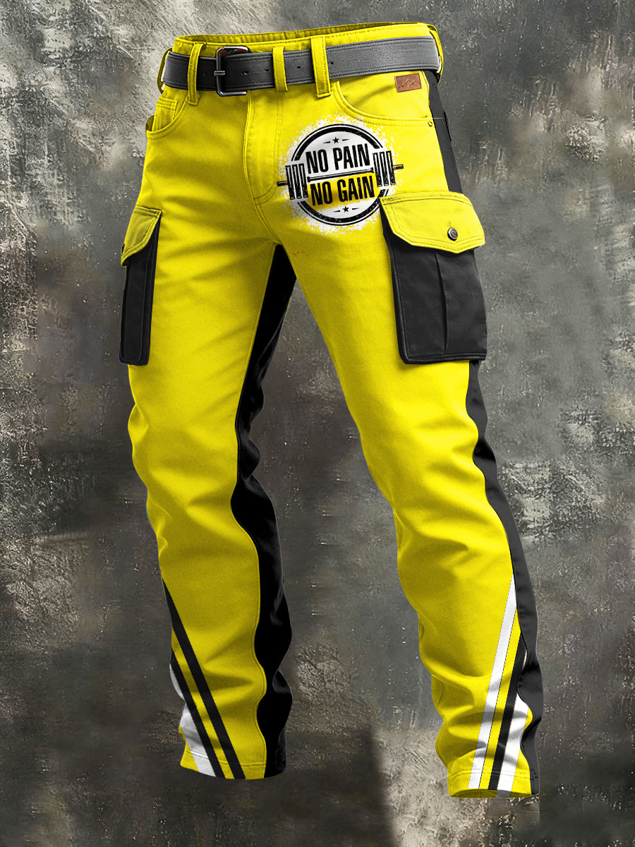 Men's Retro Vacation Business Art Print Casual Workwear Trousers