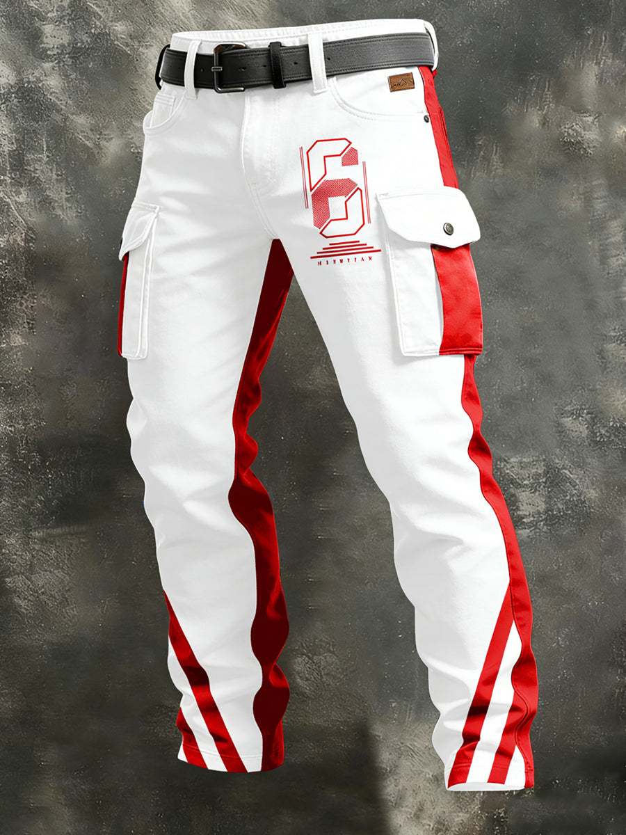 Men's Retro Vacation Business Art Print Casual Workwear Trousers