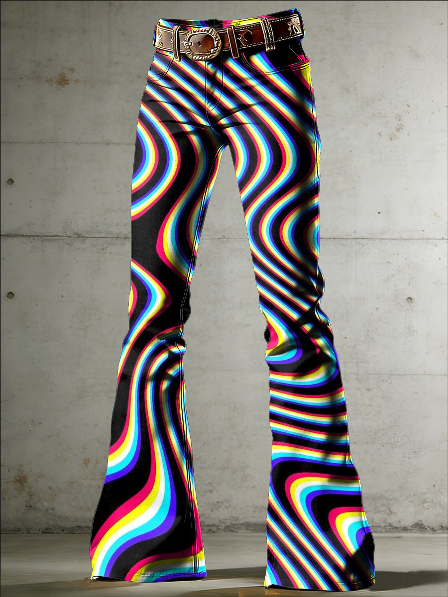Women's Psychedelic Art Print Flared Trousers