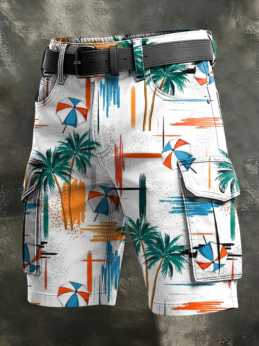 Men's Retro Vacation Business Art Print Casual Shorts