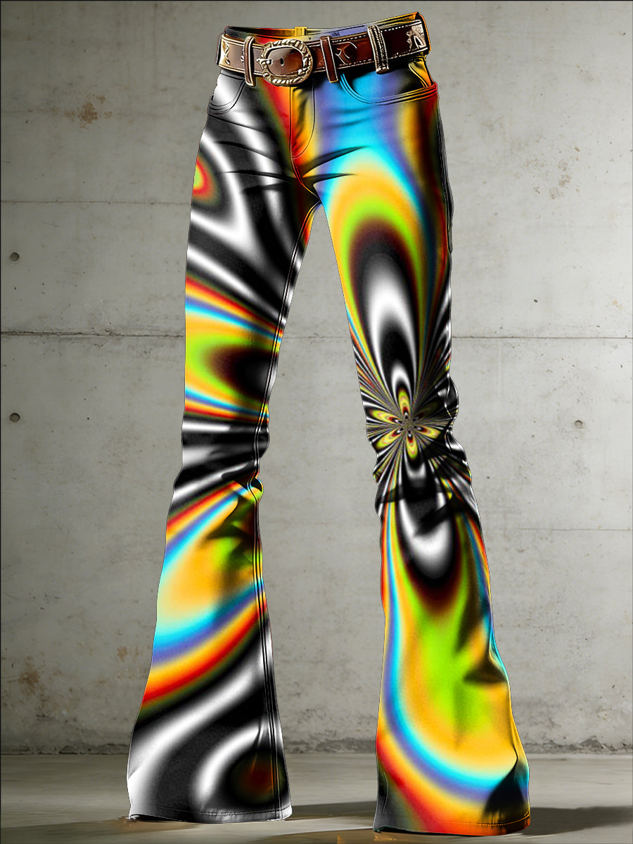 Women's Psychedelic Art Print Flared Trousers