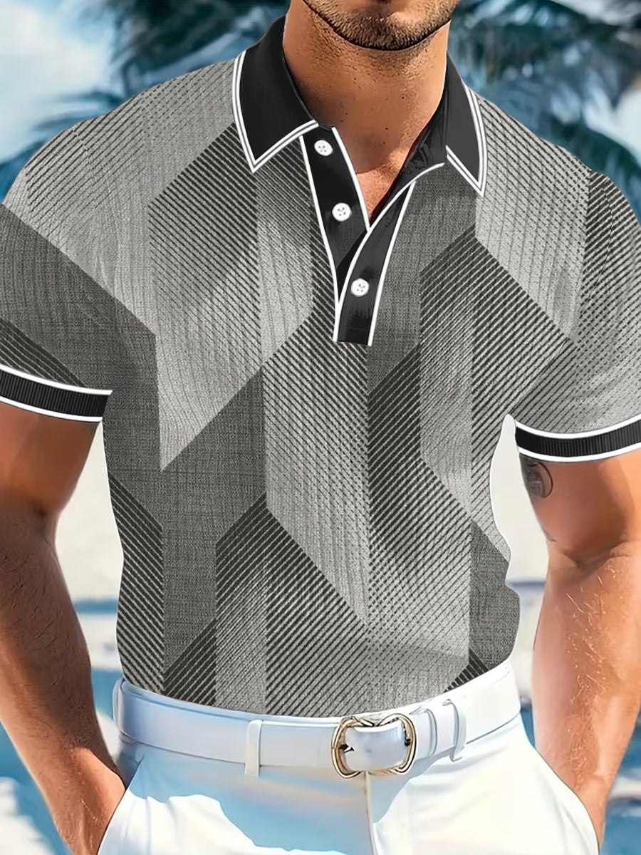 Men's Vintage Business Style Printed Casual Polo Shirt