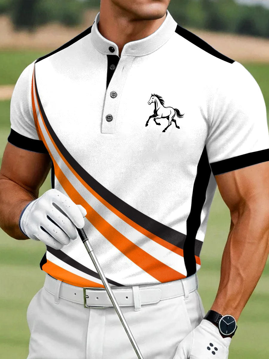 Men's Simple Year of the Horse Printed Casual Polo Shirt